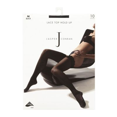 J by Jasper Conran Designer black 10D lace hold ups